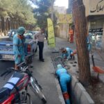 همت نیروهای خدمات شهری منطقه دو بیرجند؛ مسیر راهپیمایی یوم‌الله ۱۳ آبان غبارروبی شد