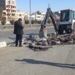 بازگشایی جوبه خروجی بند دره پس از بارش برف به ‌منظور جلوگیری از آبگرفتگی