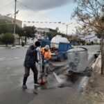 به همت نیروهای حوزه خدمات شهری منطقه دو؛ پاکسازی و آماده‌سازی مسیر راهپیمایی روز قدس