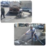 شست‌وشوی جوبه و دریچه‌های داخل بازار روز پاسداران